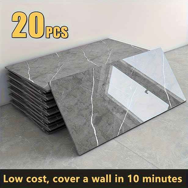 TEMU [Nálepky na zeď s mramorovým vzorem] 20/40 ks 3D samolepicí nálepky s mramorovým efektem 60*30 cm, samolepicí nálepky na zeď - odtrhni a nalep,