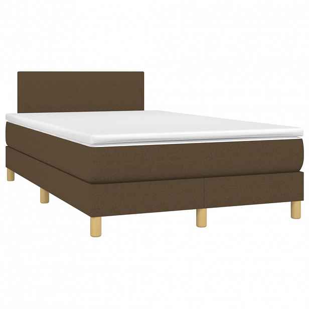 vidaXL Box spring postel s matrací tmavě hnědá 120x190 cm textil