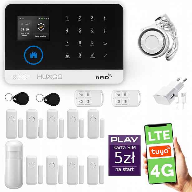 Bezdrátový alarm WiFi Gsm 4G, Tuya, sada alarmu Huxgo HXA003 D9PS