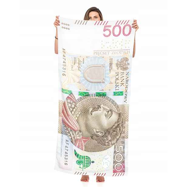 Plážová osuška 500 zlotých Pln bankovka 80x160cm mikrovlákno