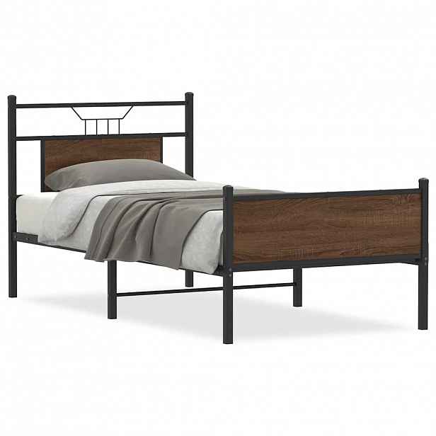 vidaXL Rám postele bez matrace hnědý dub 90 x 190 cm kompozitní dřevo