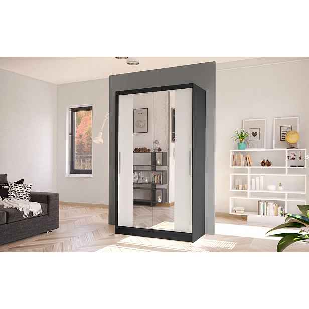 Moderní šatní skříň BRUNO 2 - šířka 100 cm, černá / bílá