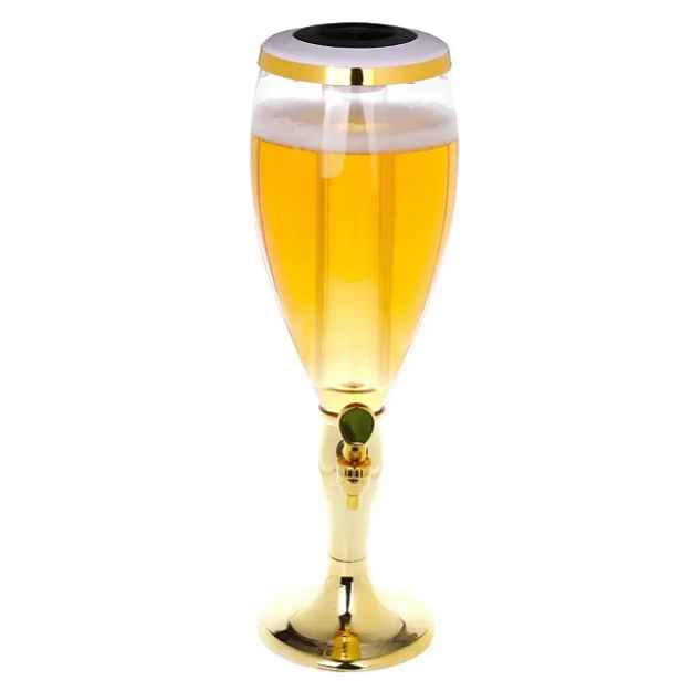 Pivní pípa 1,5L podsvícený s ledovým chlazením, věž pivní sklenice Resteq