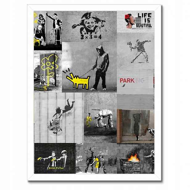 Plakáty v rámu 30x40 Banksy Megamiks Koláž