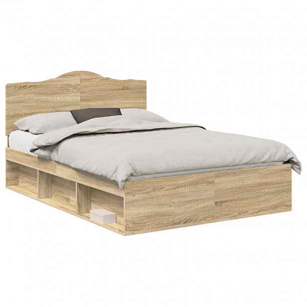 vidaXL Rám postele s čelo Sonoma dub 150 x 200 cm Masivní borové dřevo