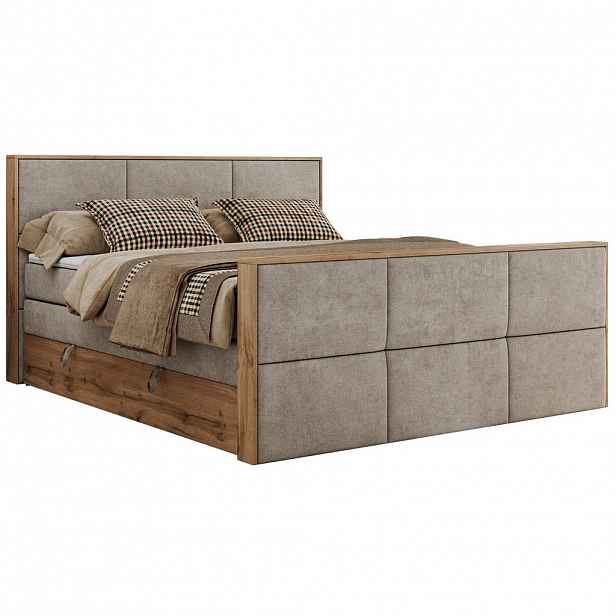 MKS POSTEL BOXSPRING ALBERO 2 KING DUO 120/200 - Béžová Strukturovaná látka - H3