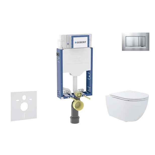 SANITINO - Set předstěnové instalace, klozetu Oudee a Slim sedátka softclose, tlačítko Sigma20, lakovaný chrom mat/chrom SANI11CA1191