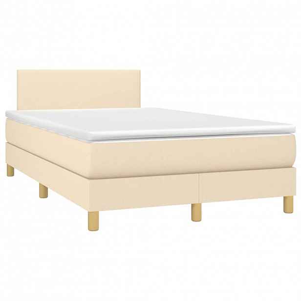 vidaXL Box spring postel s matrací krémová 120x190 cm textil