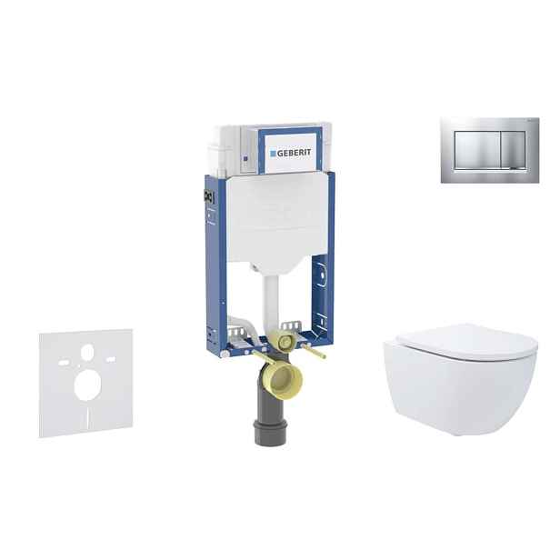 SANITINO - Set předstěnové instalace, klozetu Oudee a sedátka softclose, tlačítko Sigma20, lakovaný chrom mat/chrom SANI11CA1192