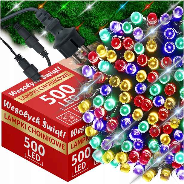 Vánoční Osvětlení Na Stromeček Multicolor 500 Led Flash Silné Wew/zew 35M Na Vánoční Stromeček
