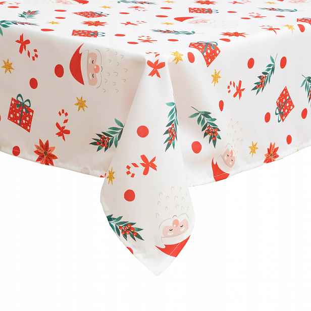 Skvrnitý Ubrus Polyester 360 X 140 CM, Vánoční Motiv, Bílý