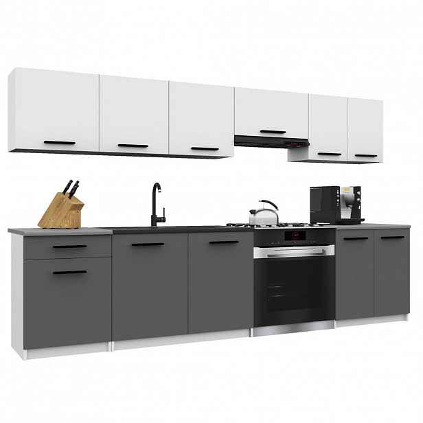 B BELINI GROUP KUCHYŇSKÁ LINKA Italia 2 240 cm, s pracovními deskami, Bílo-šedá