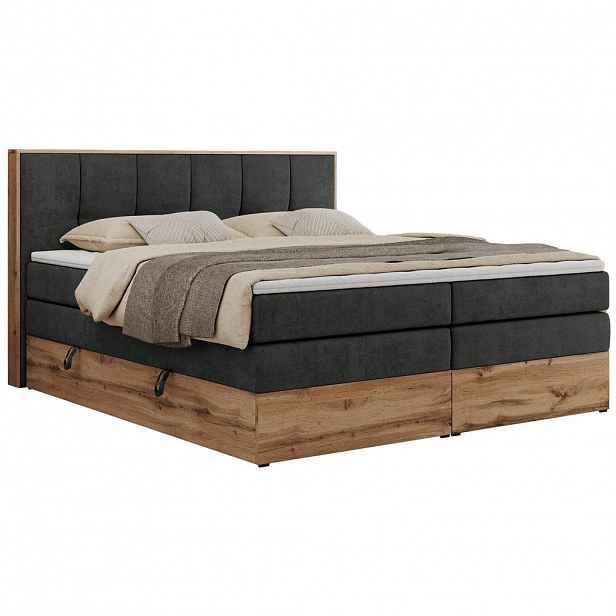 MKS POSTEL BOXSPRING ALBERO 1 KING 140/200 - Šedá Strukturovaná látka - H3