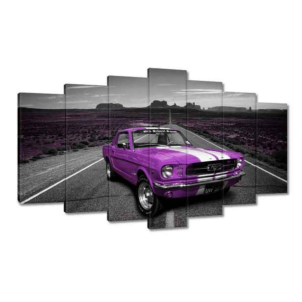 Obrazy 140x80 Fialový Ford Mustang na zadní straně