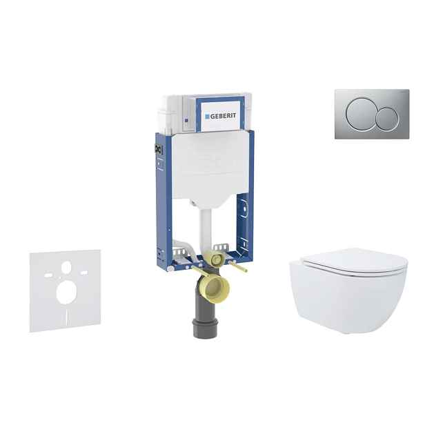 SANITINO - Set předstěnové instalace, klozetu Oudee a Slim sedátka softclose, tlačítko Sigma01, lakovaný matný chrom SANI11CA1193