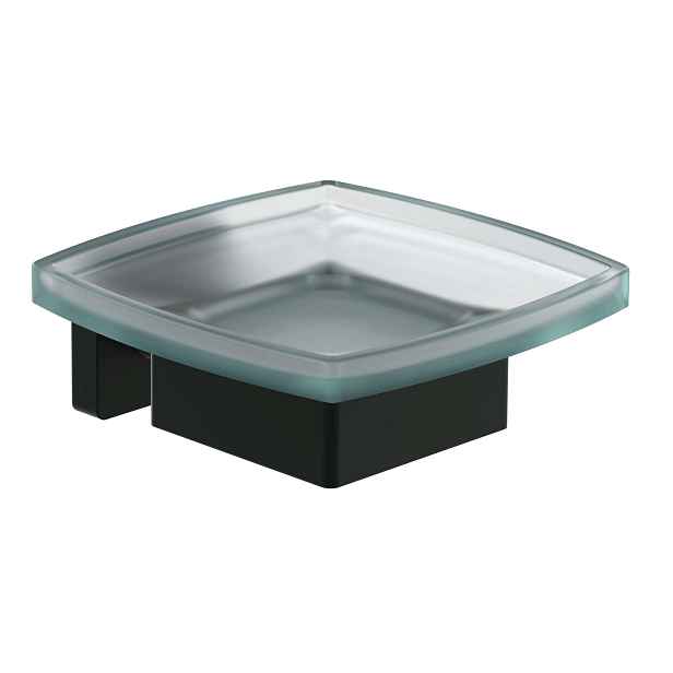 Villeroy & Boch Elements Striking - Mýdlenka s držákem, sklo/matná černá TVA152020000K5