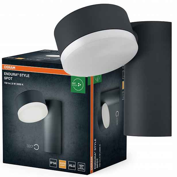 Zahradní nástěnné svítidlo Led venkovní fasádní lampa 8W 440lm 3000K IP44 320°