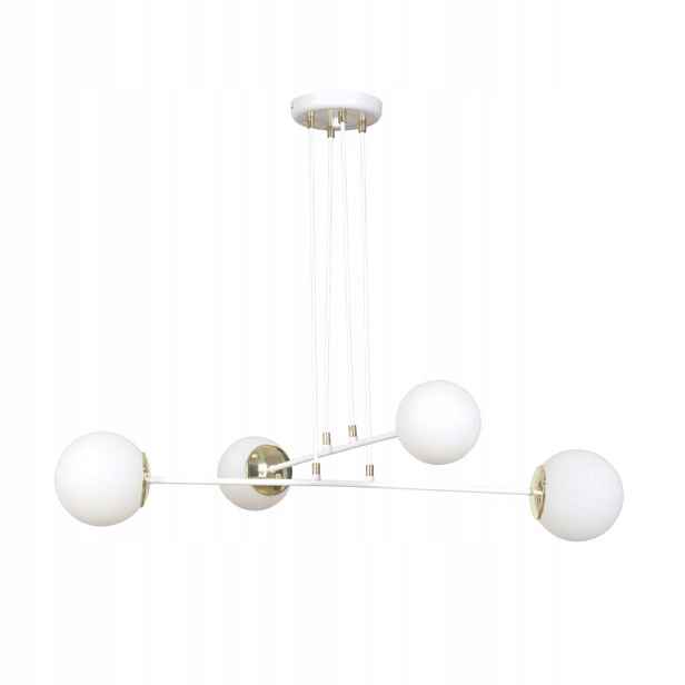 Závěsná lampa Ognis 4 White elegantní, stínidla, bílá/zlatá