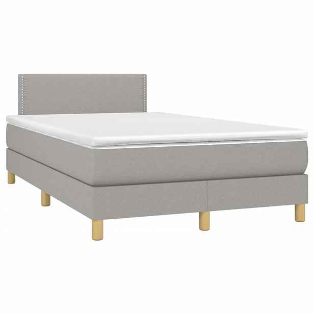 vidaXL Box spring postel s matrací světle šedá 120x190 cm textil
