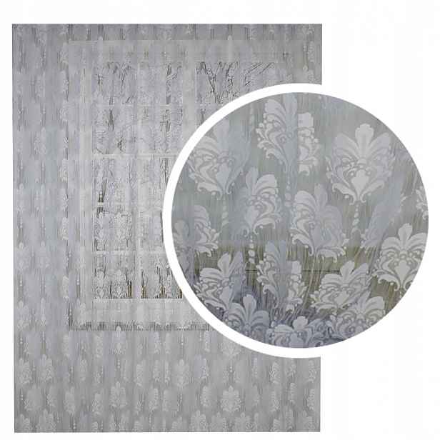 Firany Makarony šedý ornament Záclona 280x250h