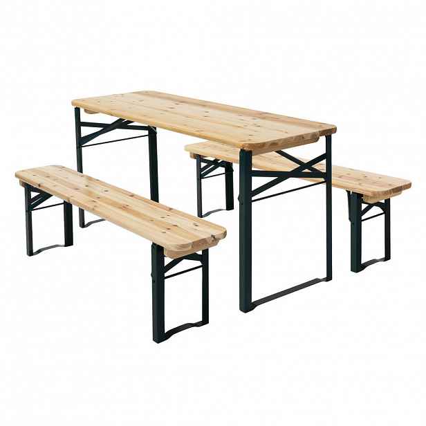 ML-DESIGN DĚTSKÁ SEDACÍ SADA OUTDOOR s ocelovým rámem, borovicové dřevo, hnědá
