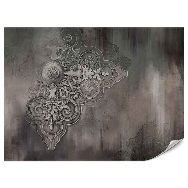 Muralo FOTOTAPETA do Obývacího Pokoje Retro Ornament Betonová Zeď 200x140