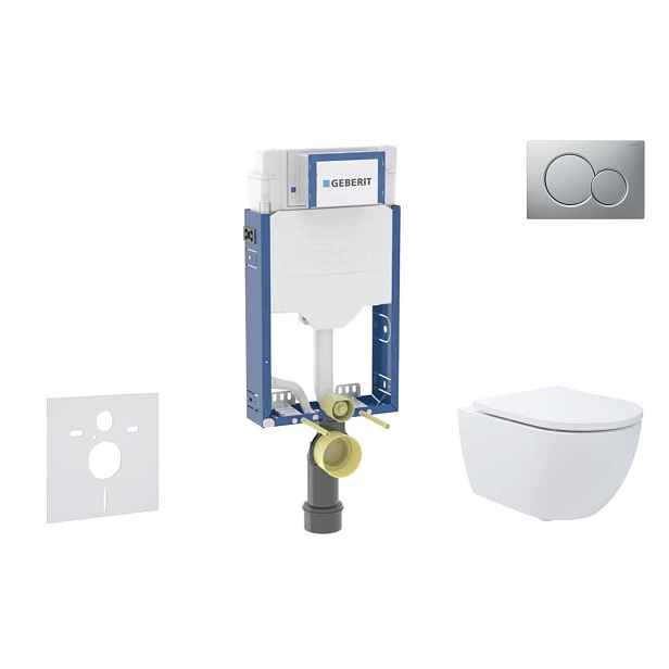 SANITINO - Set předstěnové instalace, klozetu Oudee a sedátka softclose, tlačítko Sigma01, lakovaný matný chrom SANI11CA1194