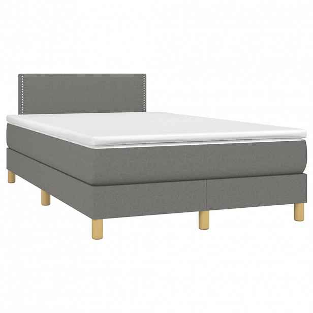 vidaXL Box spring postel s matrací tmavě šedá 120x190 cm textil