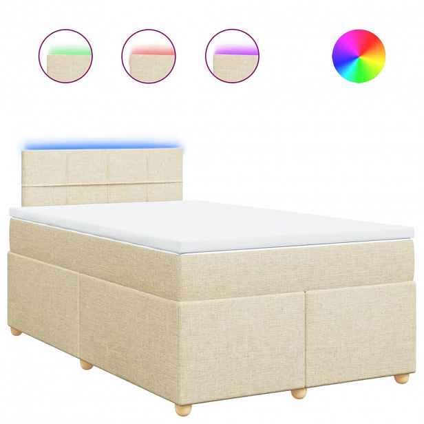 vidaXL Box spring postel s matrací krémová 120x190 cm textil