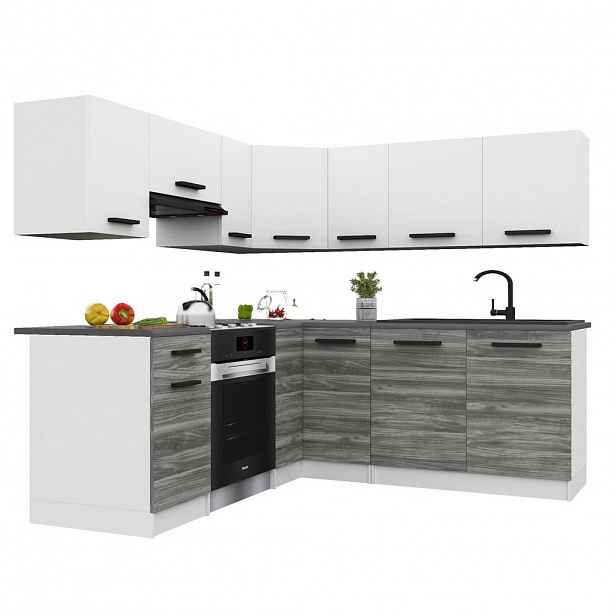 B BELINI GROUP KUCHYŇSKÁ LINKA Italia 6 360 cm, s pracovními deskami, Bílo-šedá Glamour matná