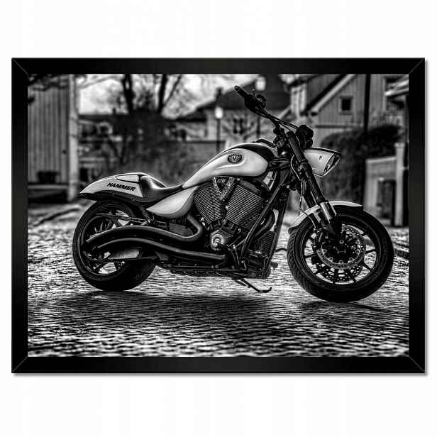 Plakáty v rámu 40x30 Černobílé foto motorka