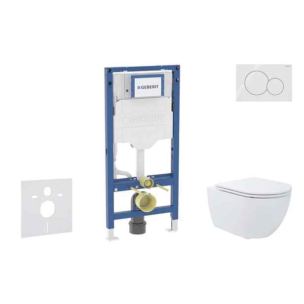 SANITINO - Set předstěnové instalace, klozetu Oudee a Slim sedátka softclose, tlačítko Sigma01, alpská bílá SANI11CA31150