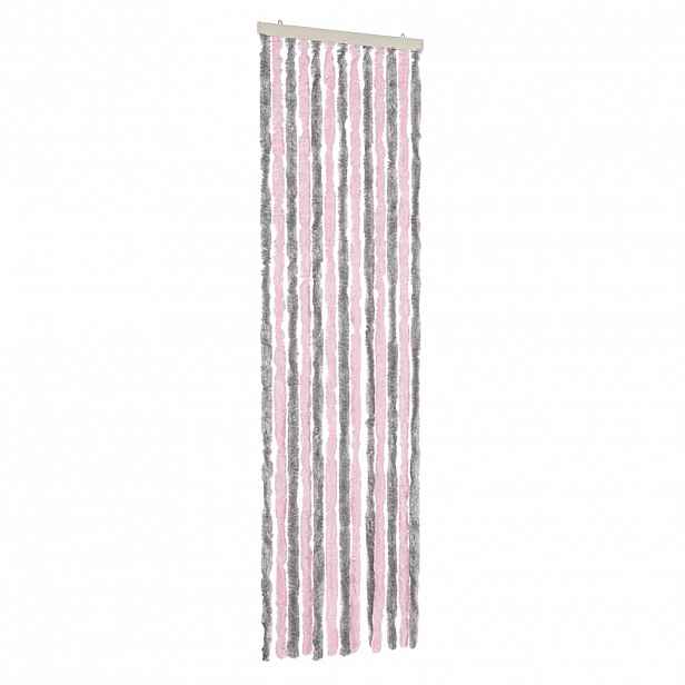 vidaXL Závěs proti hmyzu stříbrošedý a růžový 56 x 185 cm žinylka