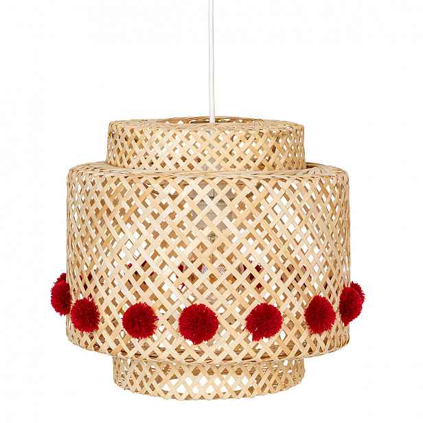 Závěsná lampa Liby Bamb s prolamovaným stínidlem z bambusu, Ø 40 cm