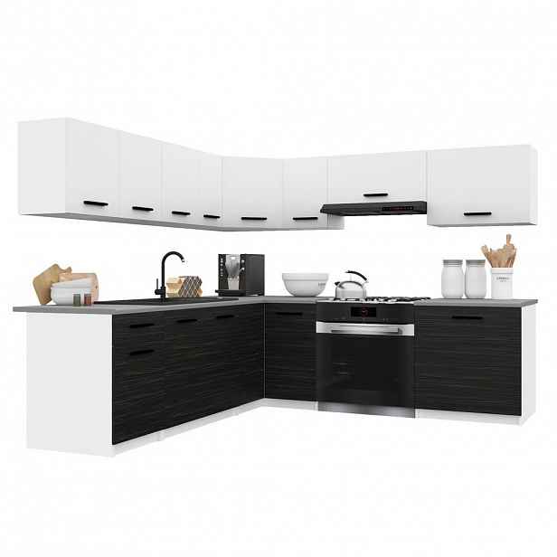 B BELINI GROUP KUCHYŇSKÁ LINKA Italia 7 420 cm , s pracovními deskami, Bílo-ebenová matná