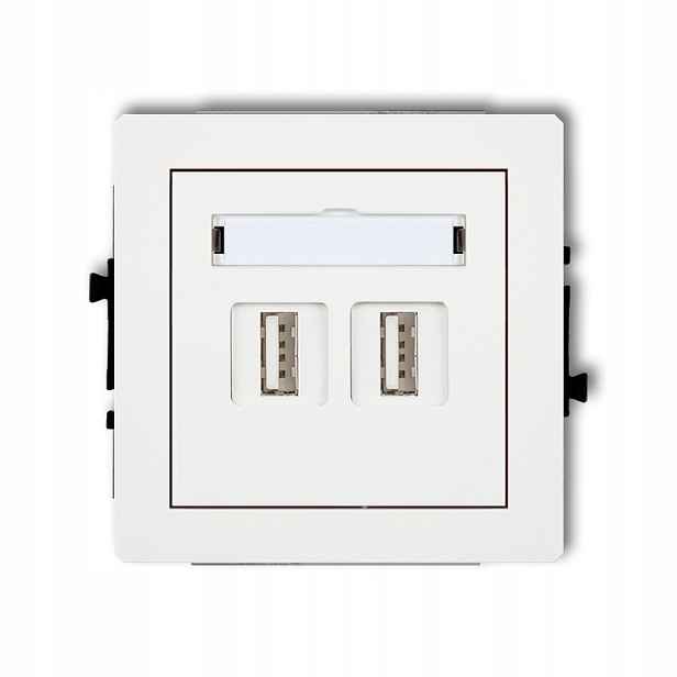 Bílá zásuvka 2xUSB p/t 2.0 Deco Karlik DGUSB-2
