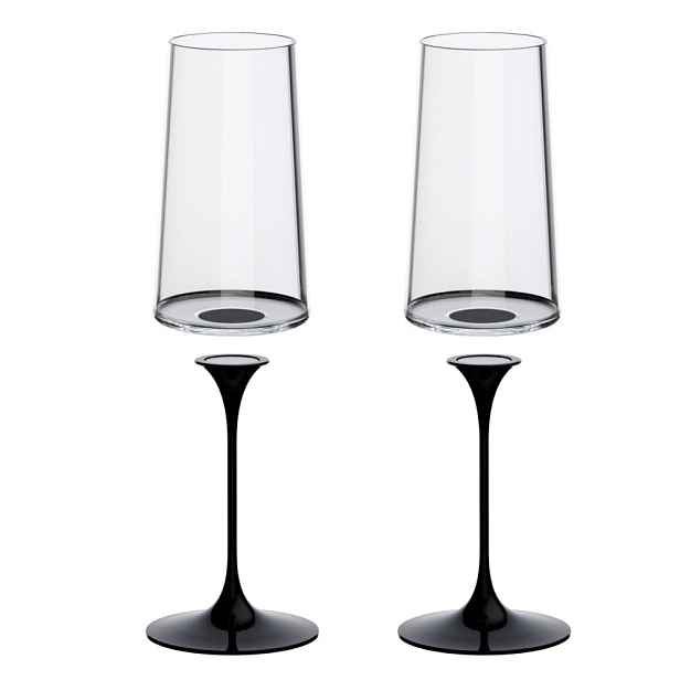 Sada 2 sklenice flétna + 2 stopky Trebonn SplitGlass, 2 ks Barva: černá