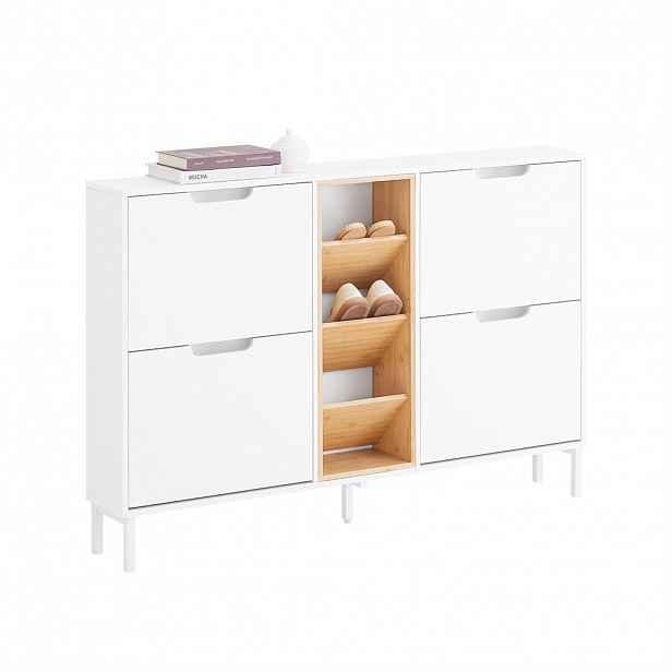 SoBuy BOTNÍK se 4 zásuvkami Bílá 126x47x85cm Minimalistický