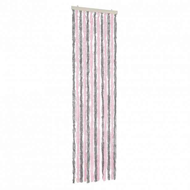 vidaXL Závěs proti hmyzu stříbrošedý a růžový 56 x 200 cm žinylka