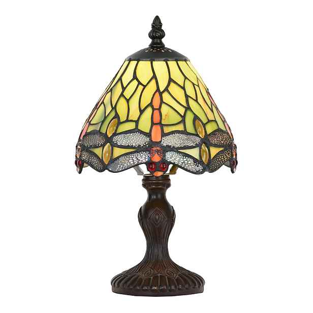 Zelená stolní lampa Tiffany s vážkami - Ø 18*32 cm E14/max 1*25W Clayre & Eef