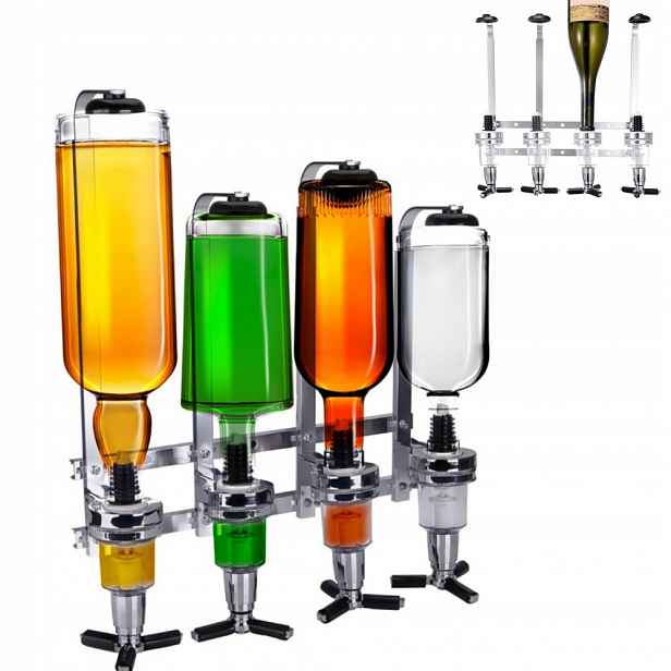 Nástěnný Dávkovač S Držákem Na 4 Láhve Na Alkohol Nápojů A Limonády
