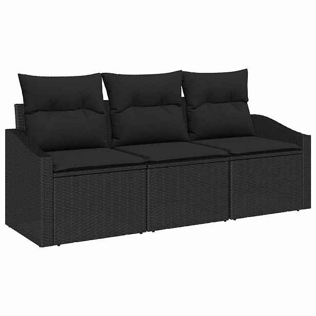 vidaXL Set pohovek 3 ks Černá polyratan