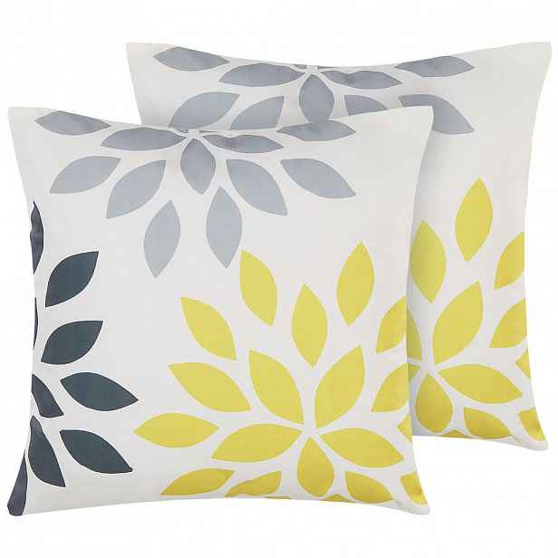 Beliani ZAHRADNÍ POLŠTÁŘ sada 2 ks Blättermotiv barevný 45/45 cm Riale