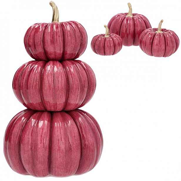 Figurka Dýně 3 ks Zelená Na Halloween Podzim Terasa 26 cm Vysoká Do Domácnosti