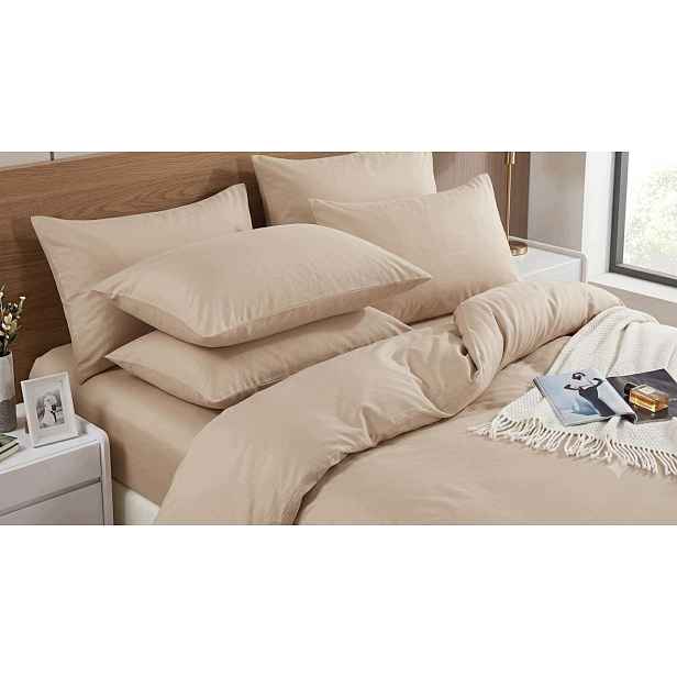 Povlečení bavlněný hedvábný béžový satén Softsleep 200x200 Turecko