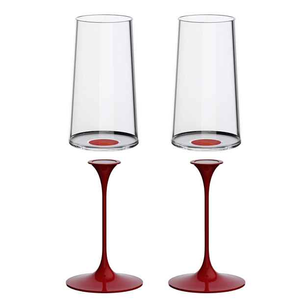 Sada 2 sklenice flétna + 2 stopky Trebonn SplitGlass, 2 ks Barva: červená