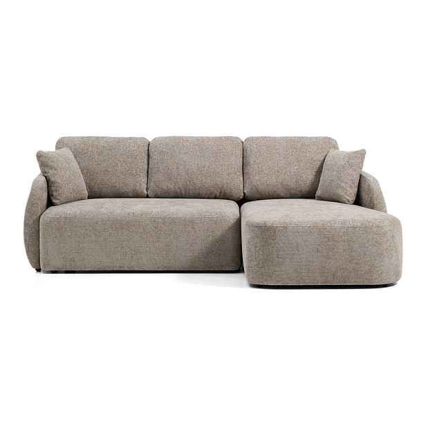Taupe žinylková rozkládací rohová pohovka (pravý roh/s lenoškou) Laira – Kave Home