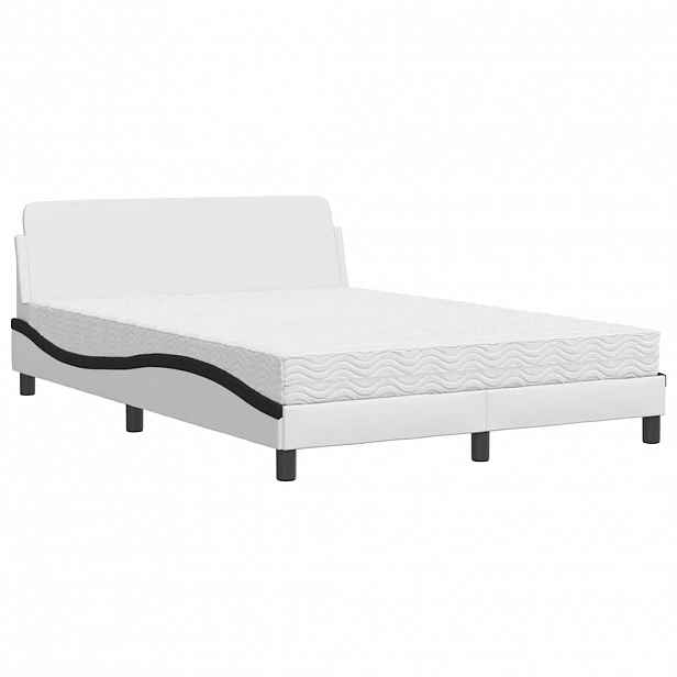 vidaXL Postel s matrací Dover bílá a černá 120 x 200 cm umělá kůže