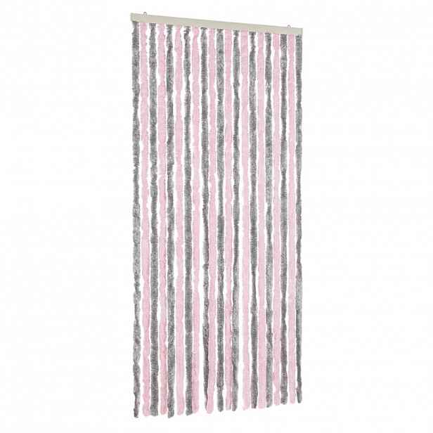 vidaXL Závěs proti hmyzu stříbrošedý a růžový 90 x 200 cm žinylka