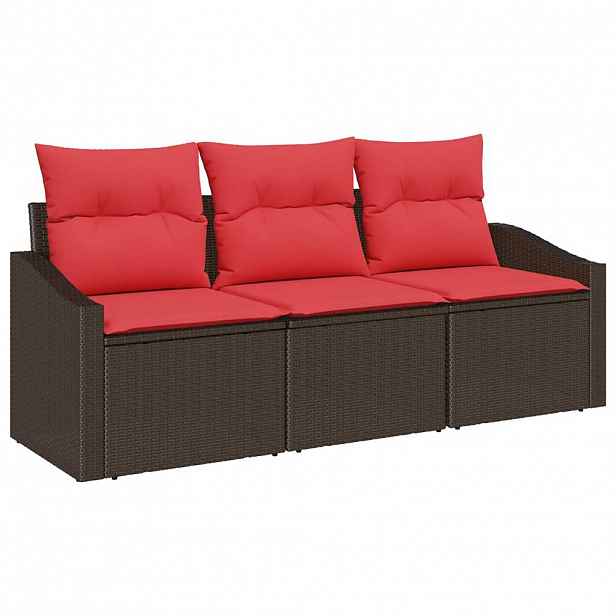vidaXL Set pohovek 3 ks Hnědá polyratan